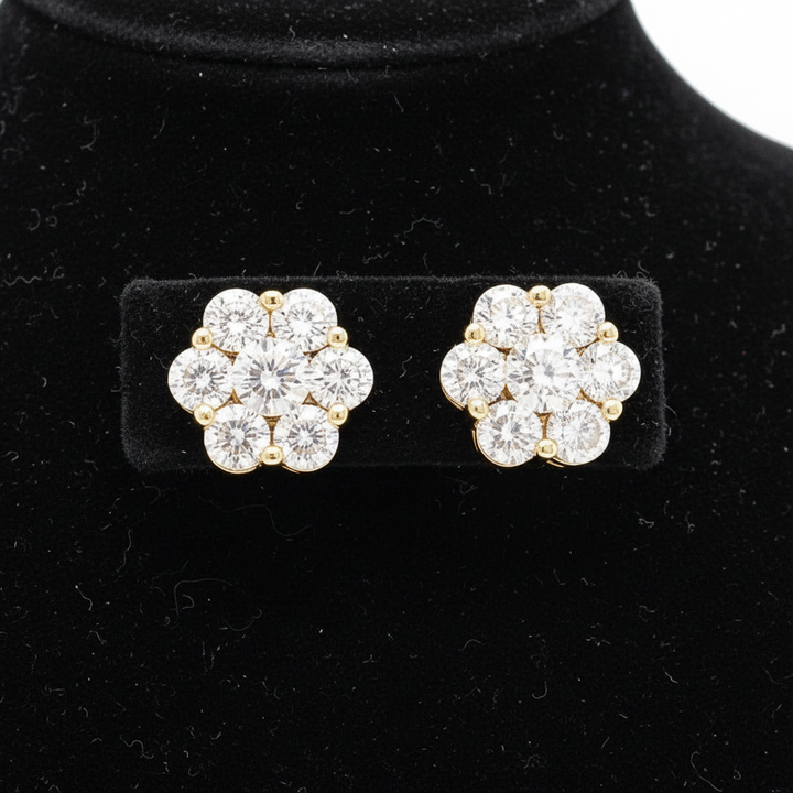 Maya Lianna Diamond and 14K Yellow Gold Cluster Earrings