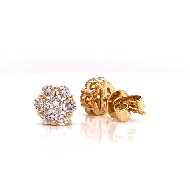 Maya Lianna .75 ctw Diamond and 14K Yellow Gold Cluster Earrings