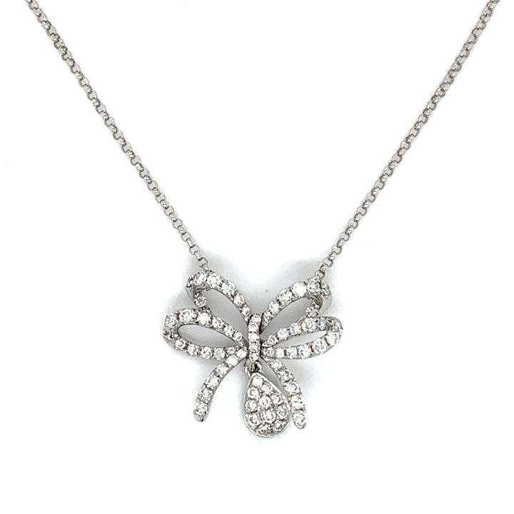Clyde Duneier Diamond and 14K White Gold Bow Necklace