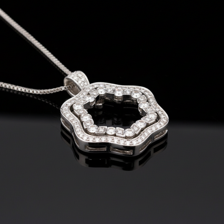 Damiani Diamond and 18K White Gold Pendant With Chain