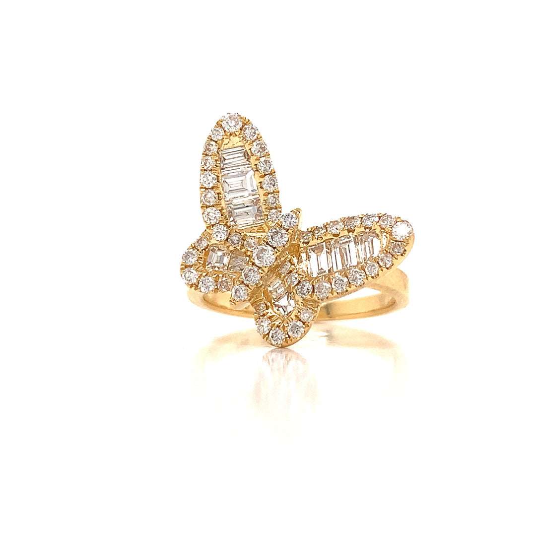 Fashionista Diamond and 18K Yellow Gold Butterfly Ring