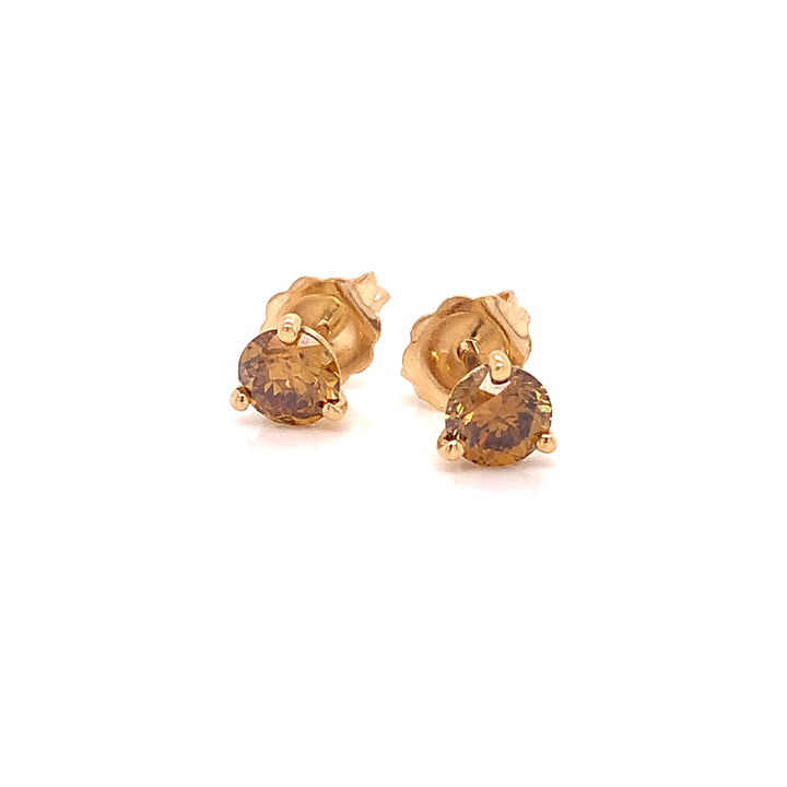 Natural Fancy Orange Diamond and 14K Yellow Gold Stud Earrings