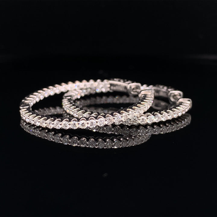 J.E. Caldwell Diamond and 14K White Gold Hoop Earrings