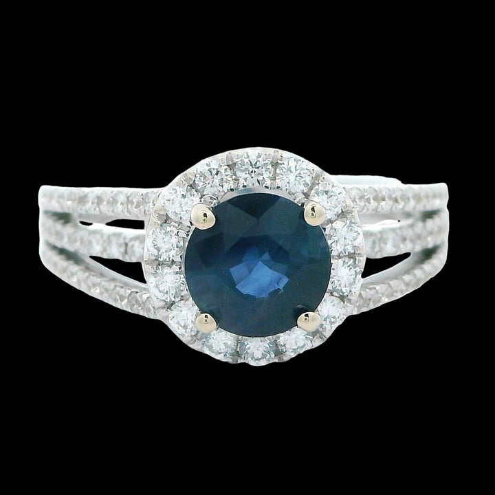 Designer EMJ 1.25 ct Sapphire Diamond Halo Ring 14762