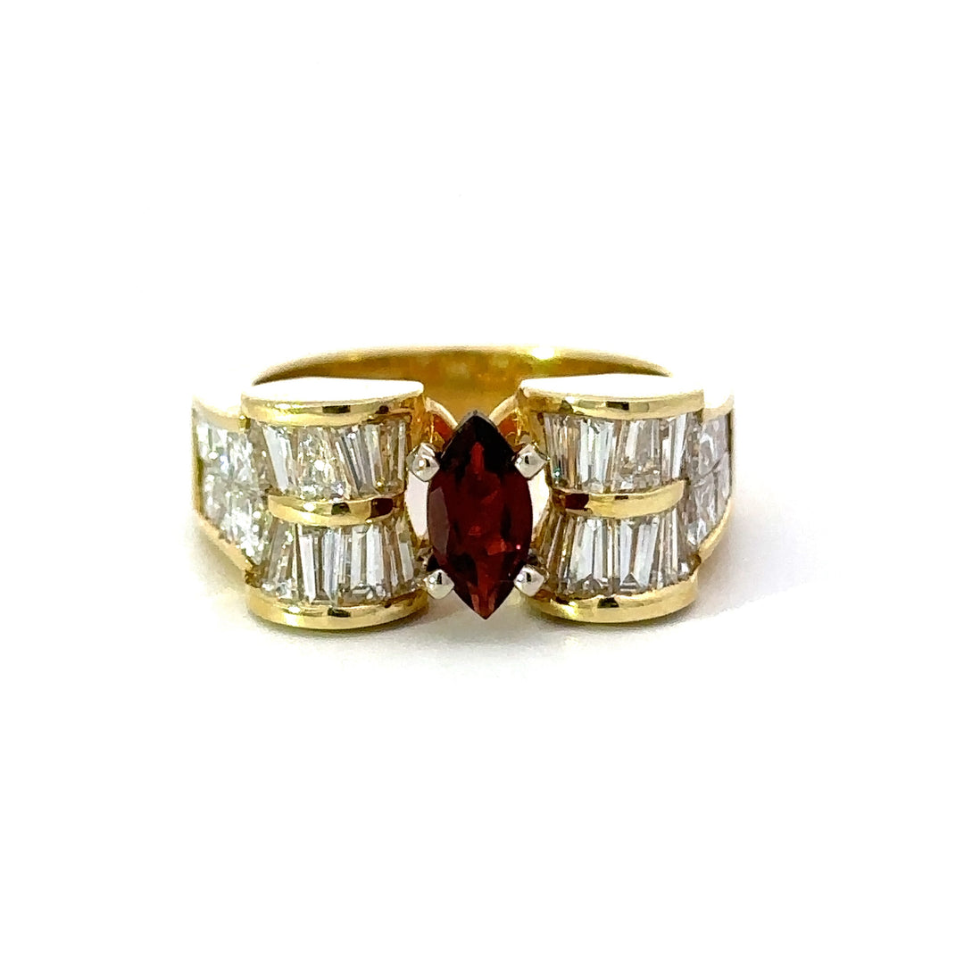 Designer EMJ Garnet and Diamond Ring 14873