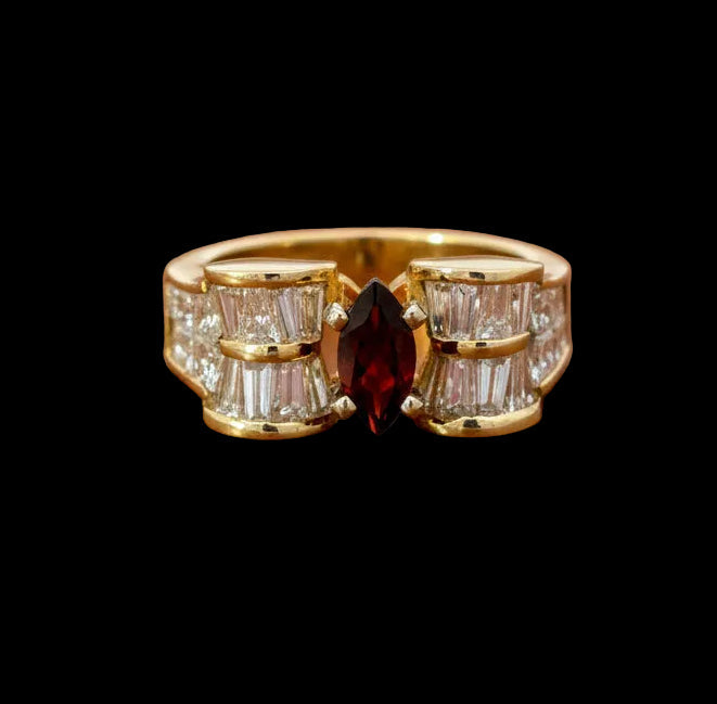 Designer EMJ Garnet and Diamond Ring 14873