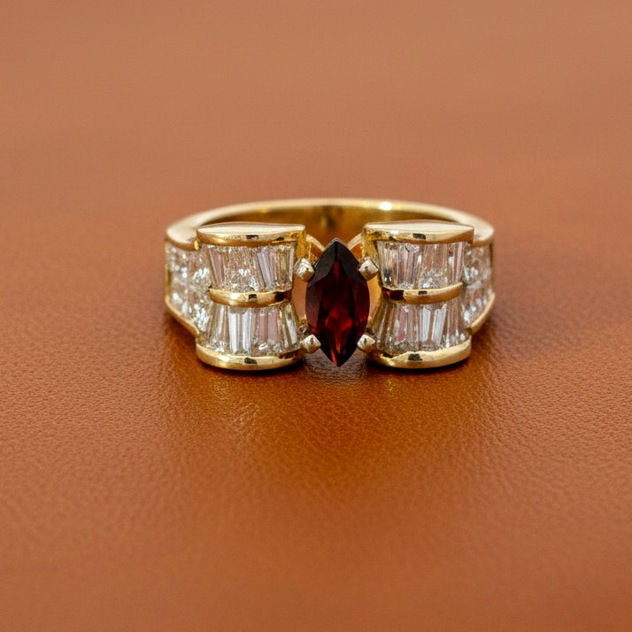 Designer EMJ Garnet and Diamond Ring 14873