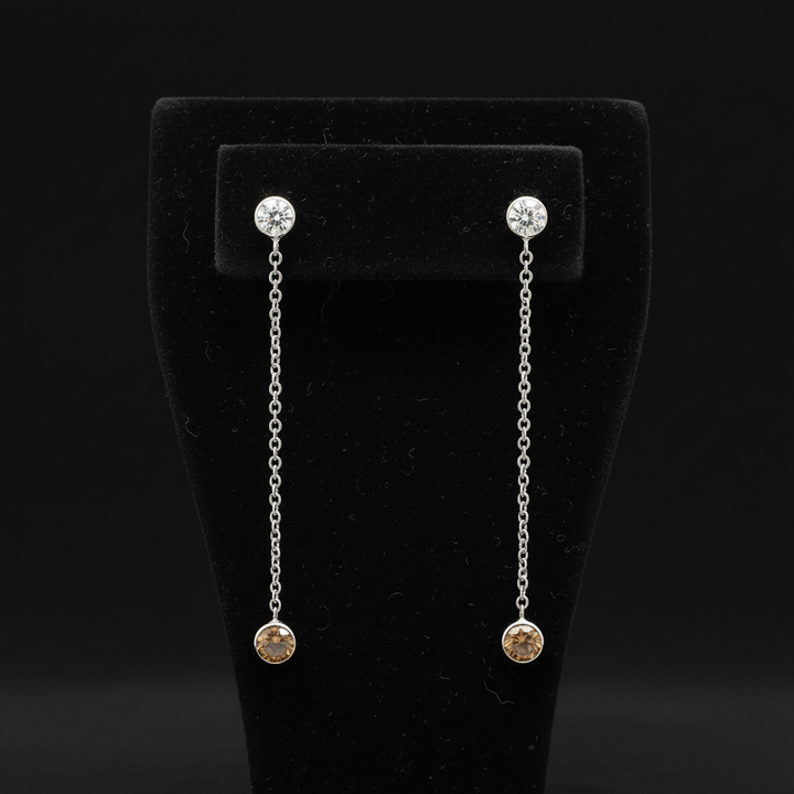 Maya Lianna 1.12 cttw Diamond and Natural Fancy Orange Diamond Dangle Earrings 14890