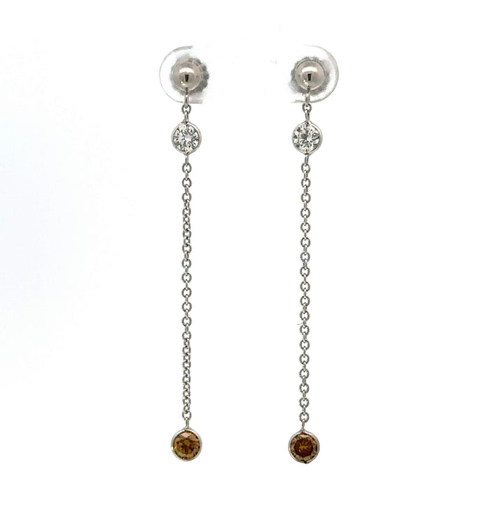 Maya Lianna 1.12 cttw Diamond and Natural Fancy Orange Diamond Dangle Earrings 14890