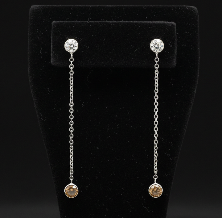 Maya Lianna 1.12 cttw Diamond and Natural Fancy Orange Diamond Dangle Earrings 14890