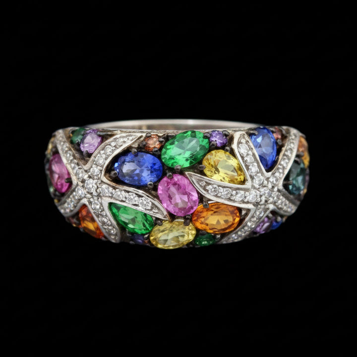 Effy Multi Color Sapphire, Yellow Tsavorite and Diamond 14K Rose Gold Ring