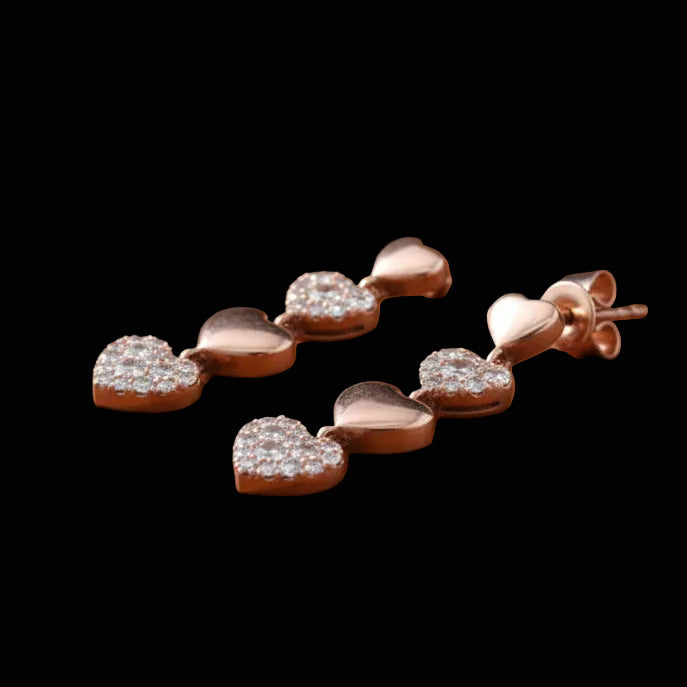 Effy Diamond and 14K Rose Gold Heart Dangle Earrings