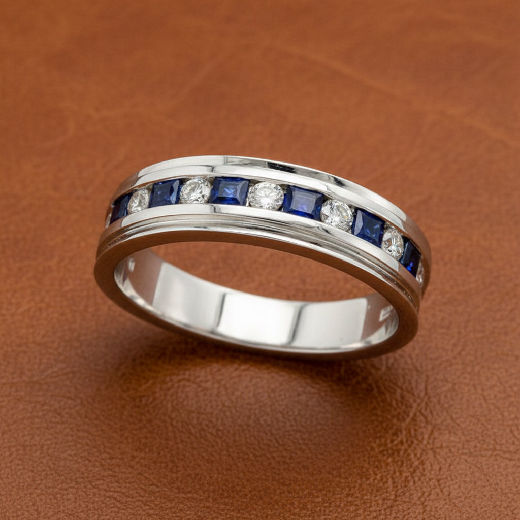 Effy Sapphire and Diamond 14K White Gold Ring