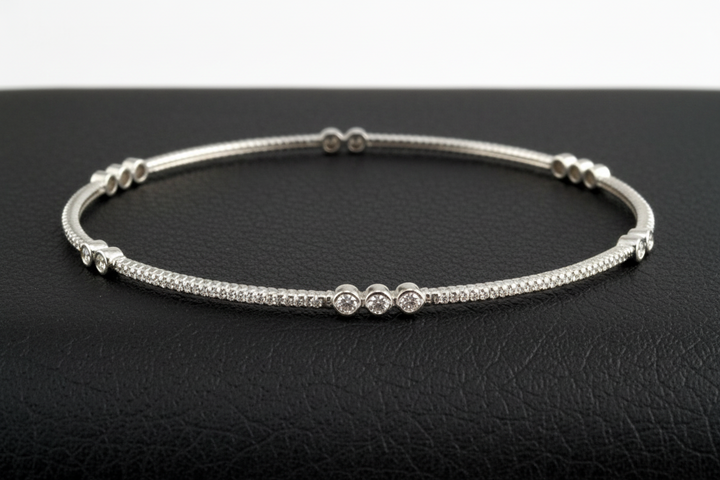 Effy Diamond and 14K White Gold Bangle