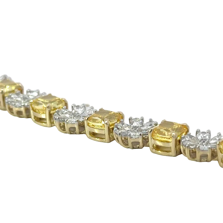 16.00 CTW Fancy Yellow & White Lab Grown Diamond Floral Bracelet