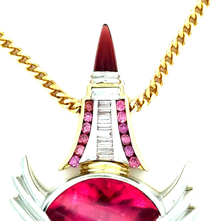 Estate Designer David Sacco Original  "The Art Of Being" Rubellite Natural Fancy Light Pink Diamond Necklace 14920