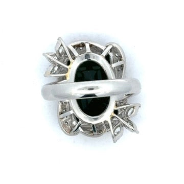 Estate Green Tourmaline and Diamond Platinum Ring