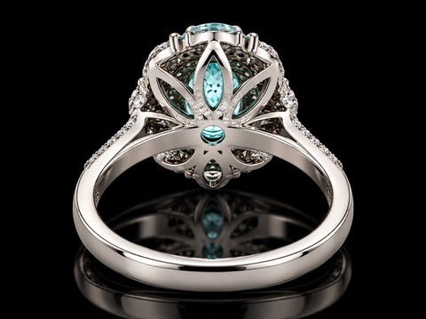Designer M.C. Marchisio Natural Paraiba & Diamond 18KT White Gold Ring