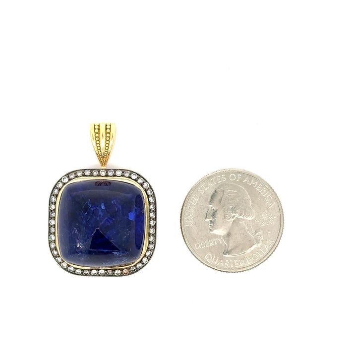 Estate 53.20 ct Tanzanite Sugarloaf & Diamond Pendant 15767