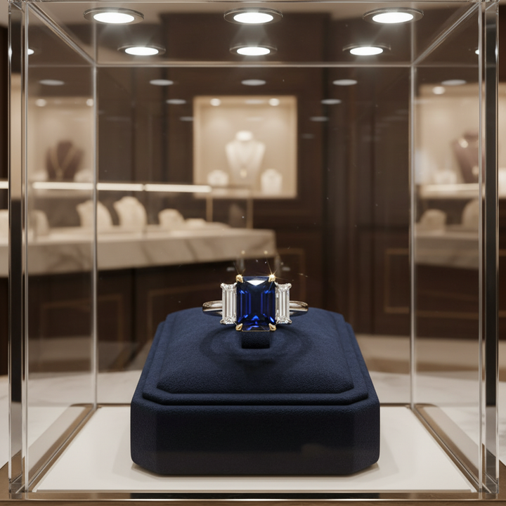 Modern No Heat Fine Sapphire and Diamond Platinum and 18Kt Yellow Gold Ring