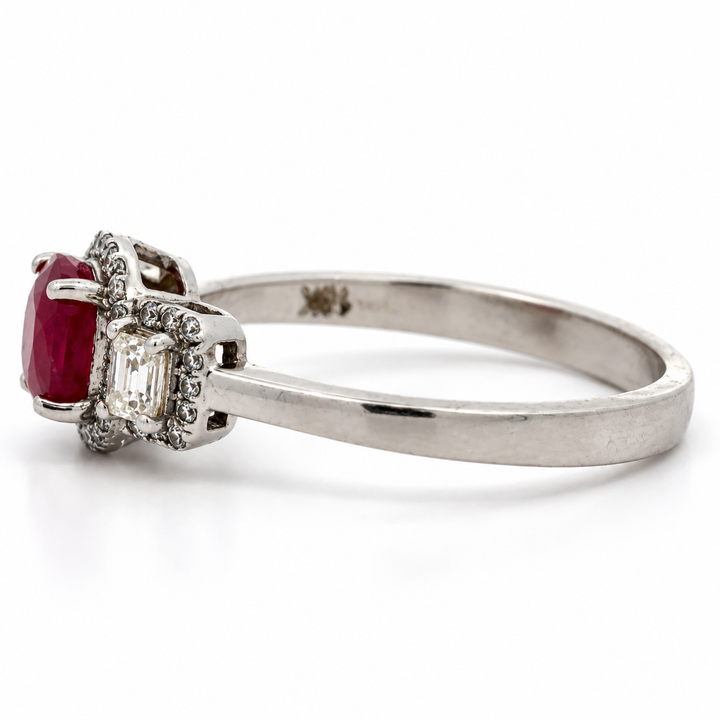 Estate 1.05ct. Ruby & Diamond 18KT White Gold Ring
