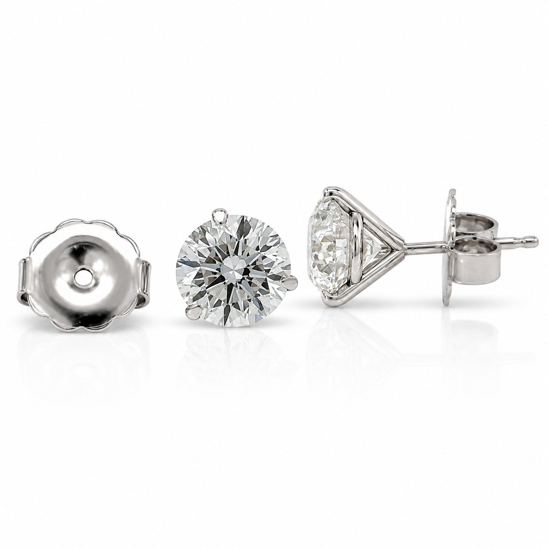 Certified 5 Carat 18K White Gold Lab Grown Diamond Stud Earrings