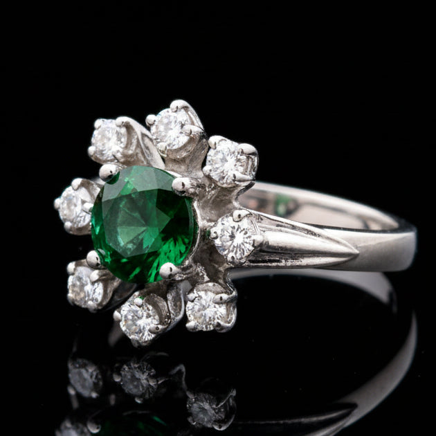 Emerald and Diamond Platinum Ring