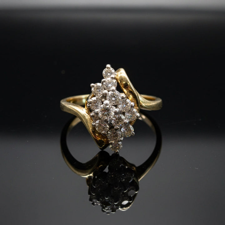 Estate Contemporary Diamond Cluster 14Kt White & Yellow Gold Ring
