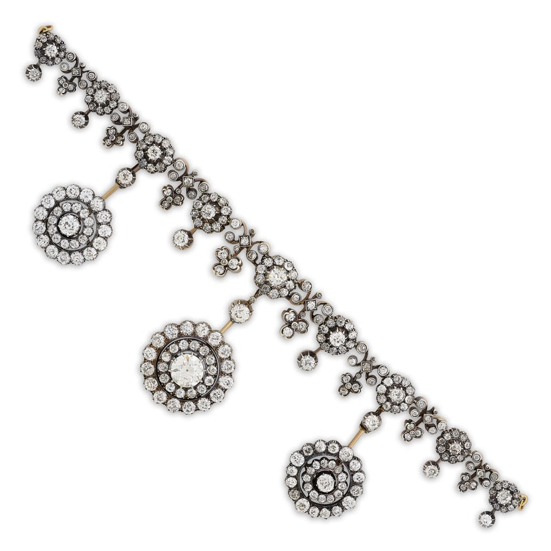 Rare Italian Aristocrat Victorian 24.71cttw Silver and Gold Convertible Necklace/Tiara