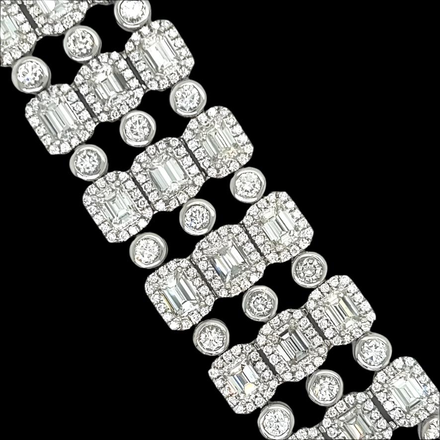 22.80 Carat Three Row Diamond Bracelet