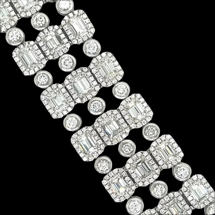 22.80 Carat Three Row Diamond Bracelet