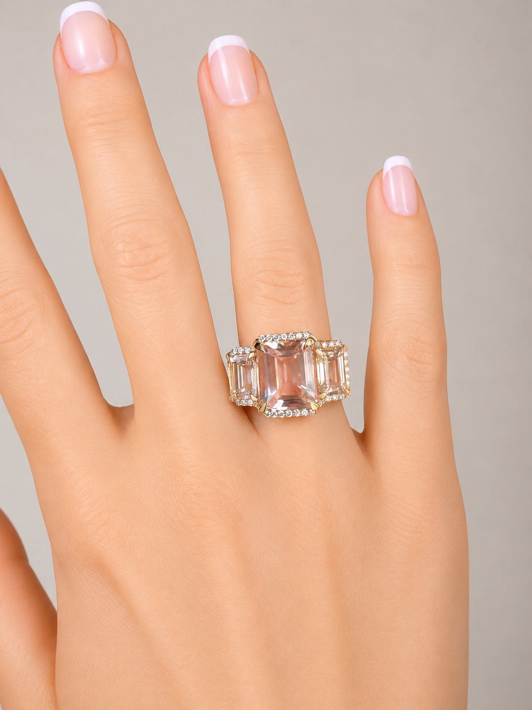 Modern 7.52cttw Morganite and Diamond 18kt Rose Gold Ring