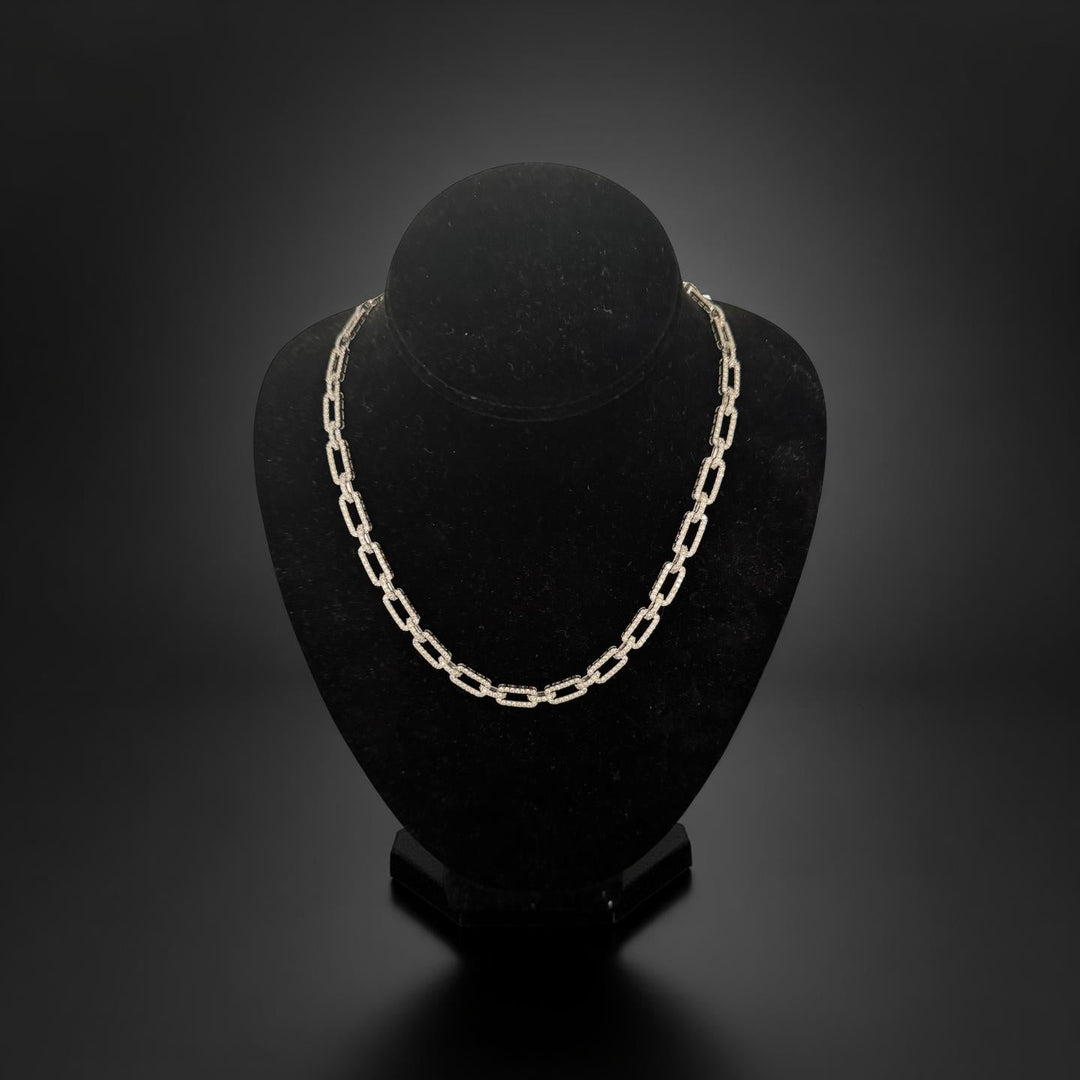 Modern Diamond White Gold Pave Link Necklace