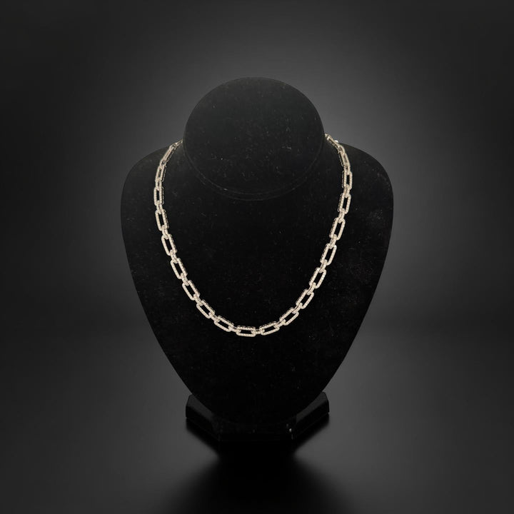 Modern Diamond White Gold Pave Link Necklace