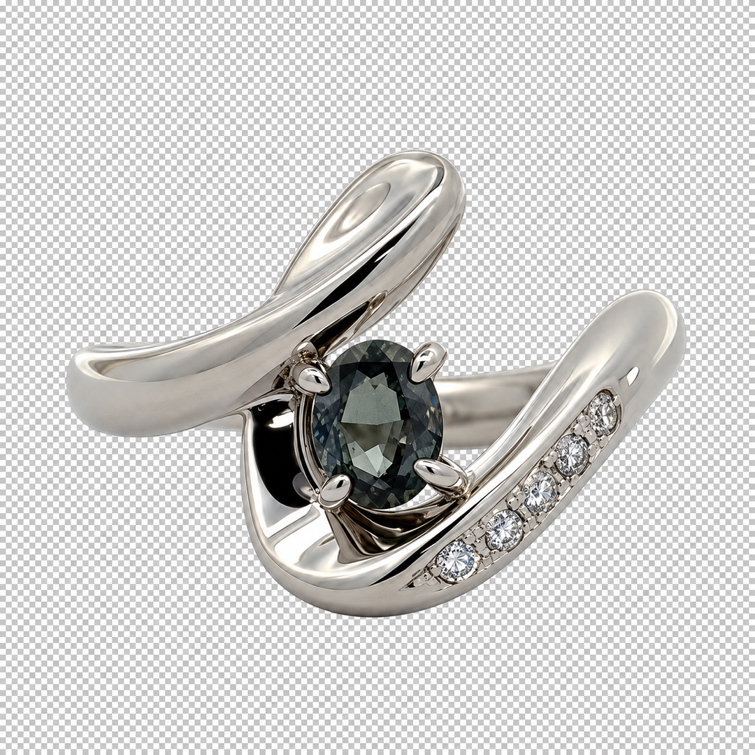 Estate Designer Belami Natural Color Change Brazilian Alexandrite & Diamond Platinum Ring (GIA Report)