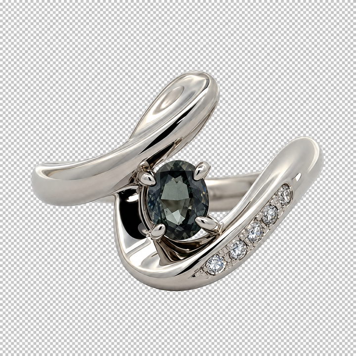 Estate Designer Belami Natural Color Change Brazilian Alexandrite & Diamond Platinum Ring (GIA Report)