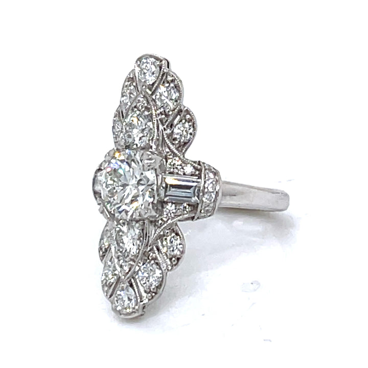 (GIA) 2.95cttw Diamond Filigree Platinum Ring