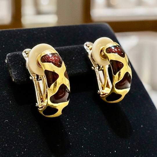 Roberto Coin Giraffe Enamel 18K Yellow Gold Earrings