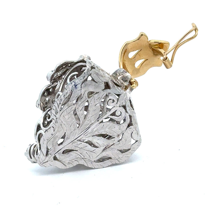 Estate Edwardian 1910 3.25cttw Diamond & Pearl 18Kt White & Yellow Gold Pendant