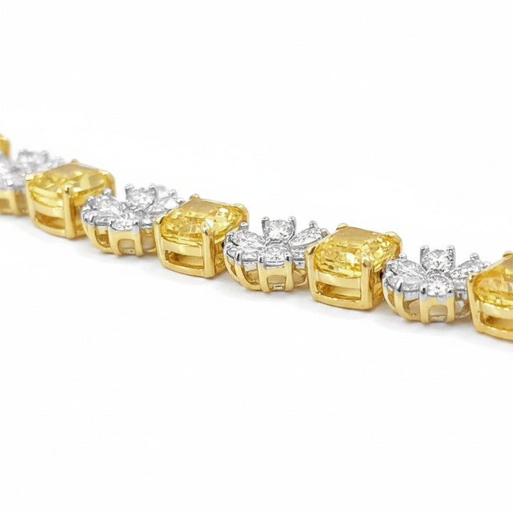 16.00 CTW Fancy Yellow & White Lab Grown Diamond Floral Bracelet