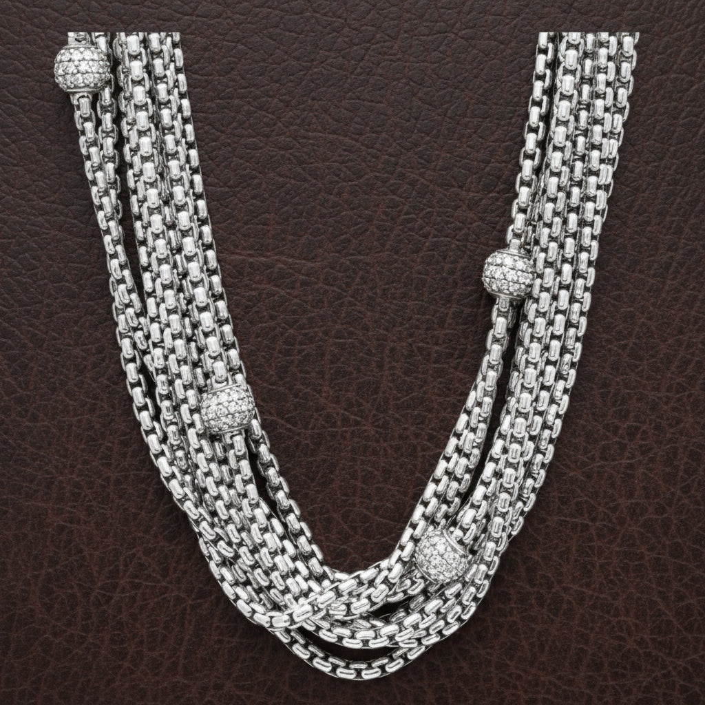 Estate David Yurman 1.75cttw Diamond Multi Strand 18k Yellow Gold and Silver Necklace