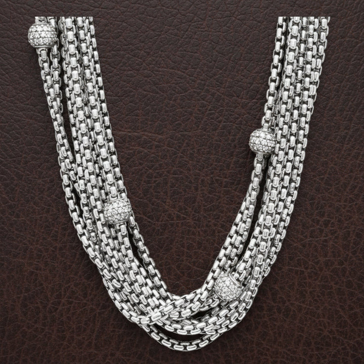 Estate David Yurman 1.75cttw Diamond Multi Strand 18k Yellow Gold and Silver Necklace