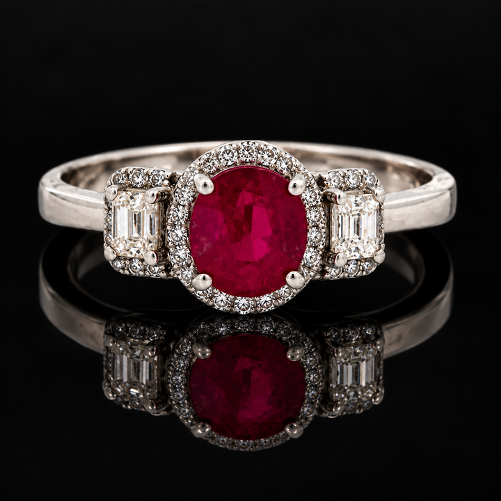 Estate 1.05ct. Ruby & Diamond 18KT White Gold Ring