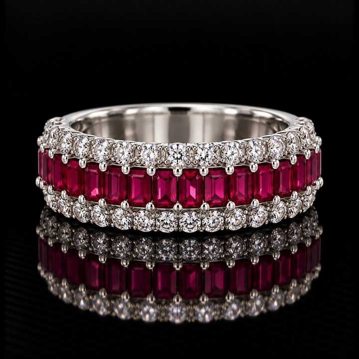 Estate Ruby & Diamond 14KT White Gold Ring