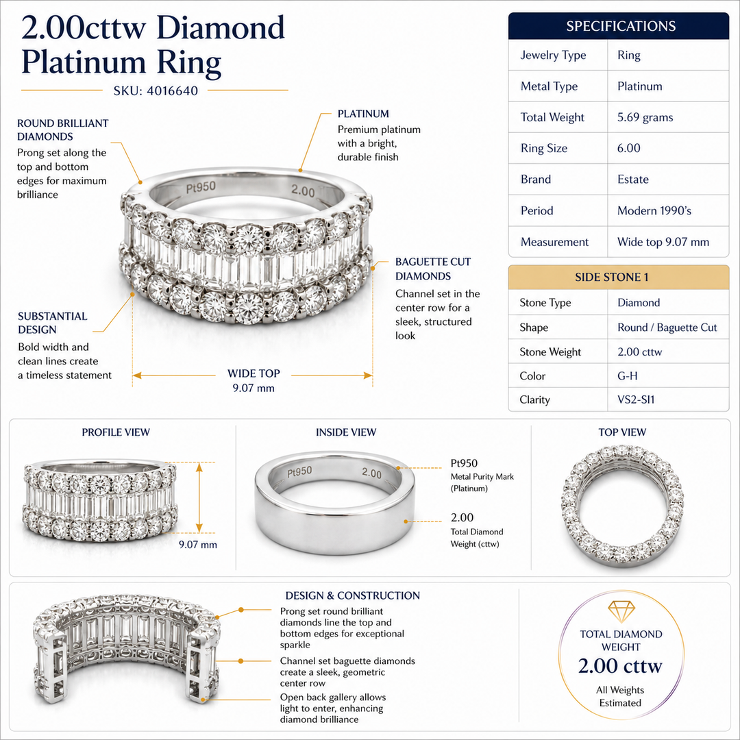 Modern 2.00cttw Diamond Platinum Ring