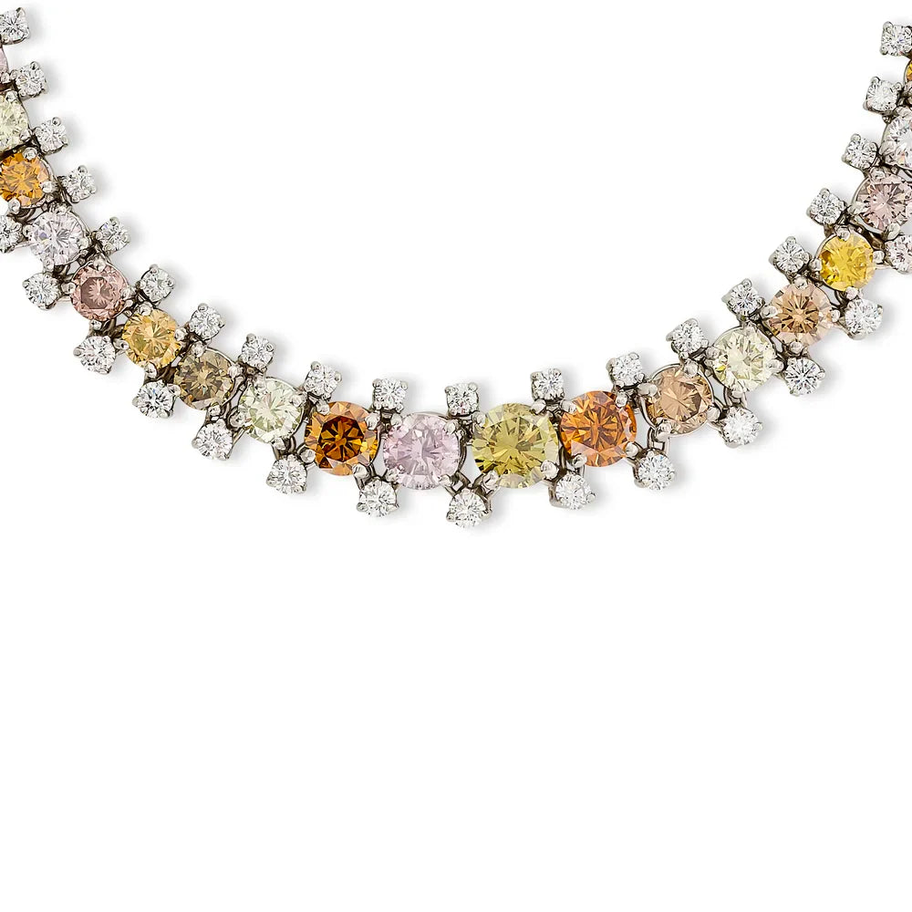 Designer Oscar Heyman Natural Color and White Diamond Platinum Necklace