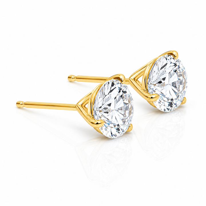 Certified 6 Carat 18K Yellow Gold Lab Grown Diamond Stud Earrings