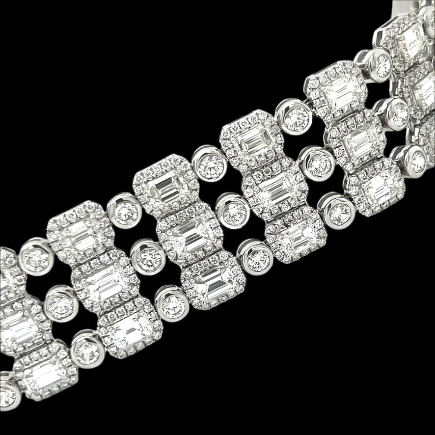 22.80 Carat Three Row Diamond Bracelet