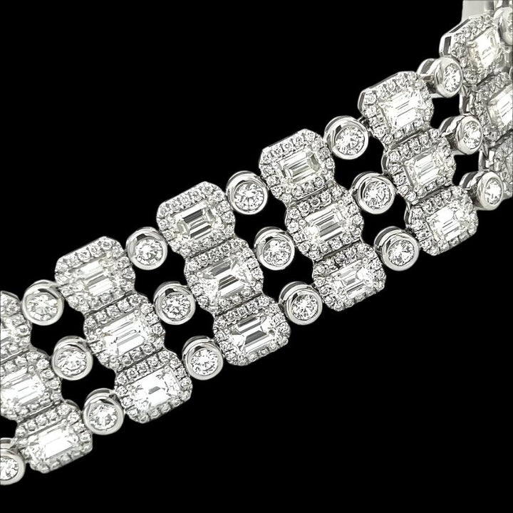 22.80 Carat Three Row Diamond Bracelet