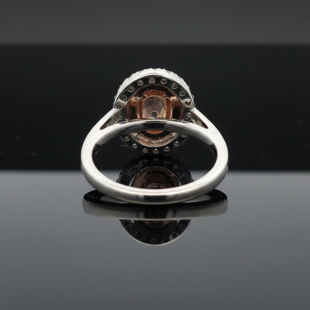 Contemporary Natural Fancy Pink Purple Diamond (GIA) and White Diamond Platinum Ring